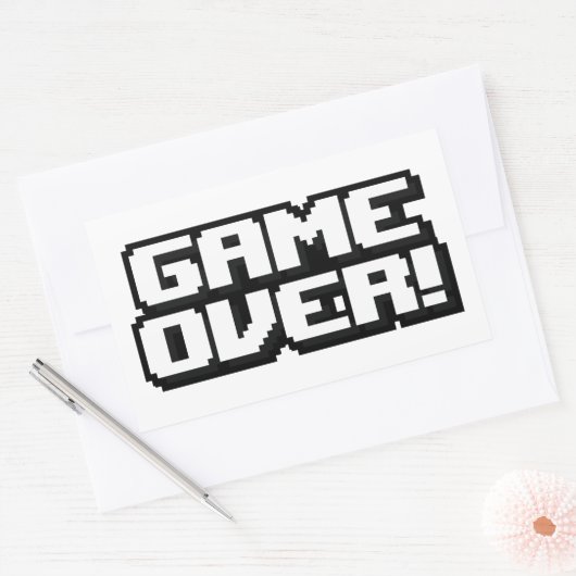 Game over rechthoekige sticker (Envelop)