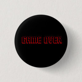 GAME OVER RED OP BLACK RONDE BUTTON 3,2 CM