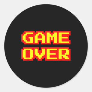 Game Over Retro Arcade Videogames Gaming Ronde Sticker