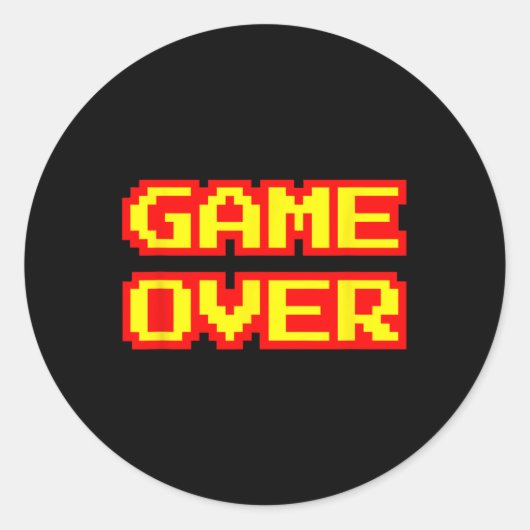 Game Over Retro Arcade Videogames Gaming Ronde Sticker (Voorkant)