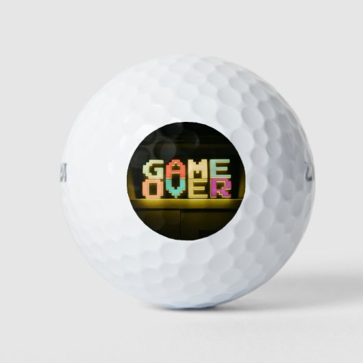 Game Over Schattig Eenvoudig Pixel Art Pixel Kunst Golfballen (Voorkant)