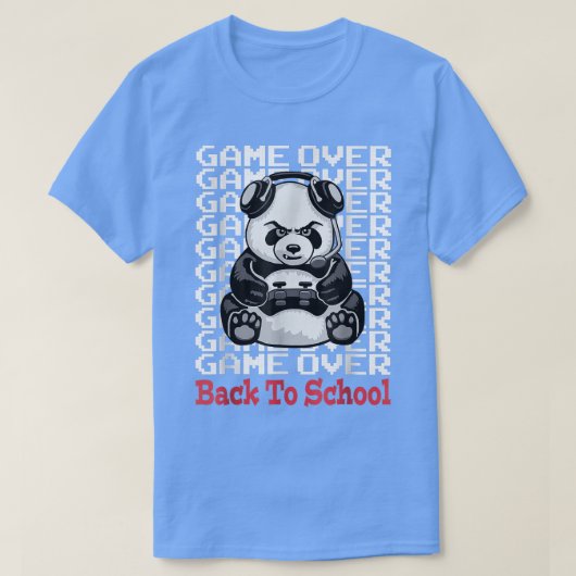 Game over school Funny Panda Beer Gamer Co T-shirt (Design voorkant)