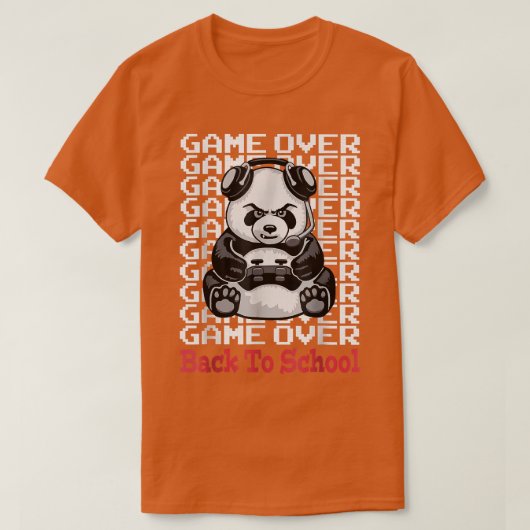 Game over school Funny Panda Beer Gamer Co T-shirt (Design voorkant)