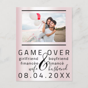 Game over Skinny Funny Save the Date Couple Photo Briefkaart