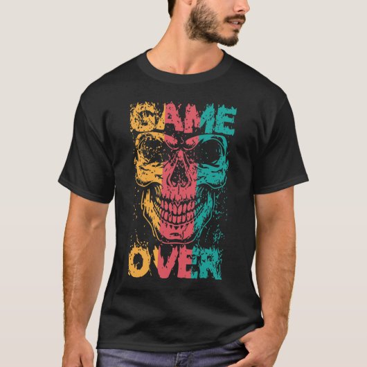 Game Over Skull  T-shirt (Voorkant)