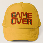 Game over spelspelspelspelerstijl geel trucker pet (Voorkant)