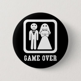 Game over Stag Party Pinback Button zwart-wit