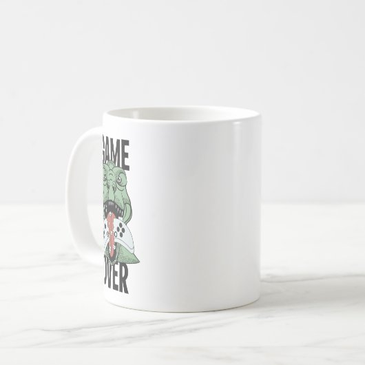 Game over T-Rex Dinosaur video Gamers'-cadeau Koffiemok (Voorkant links)