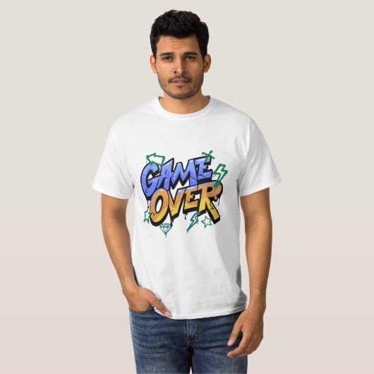 Game Over T-shirt – Retro Gamer Video Game Graphic (Voorkant volledig)