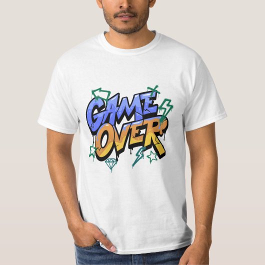 Game Over T-shirt – Retro Gamer Video Game Graphic (Voorkant)