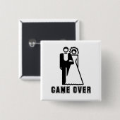 GAME OVER T-shirt Vierkante Button 5,1 Cm (Voorkant /achterkant)