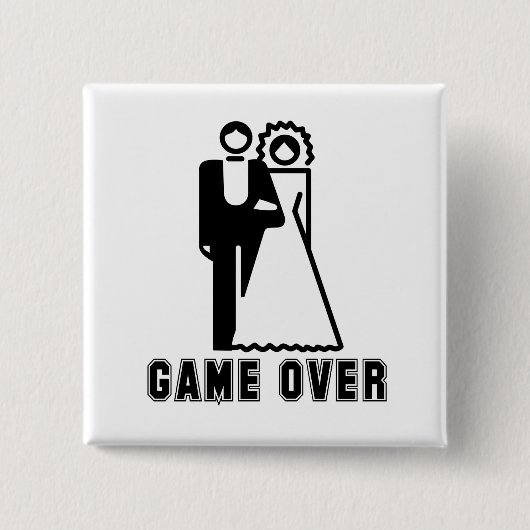 GAME OVER T-shirt Vierkante Button 5,1 Cm (Voorkant)