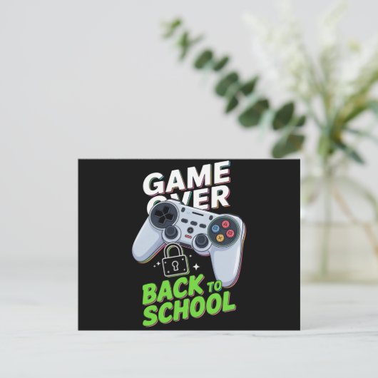 Game Over Terug naar school Grappige eerste school Kaart (Staand voorkant)