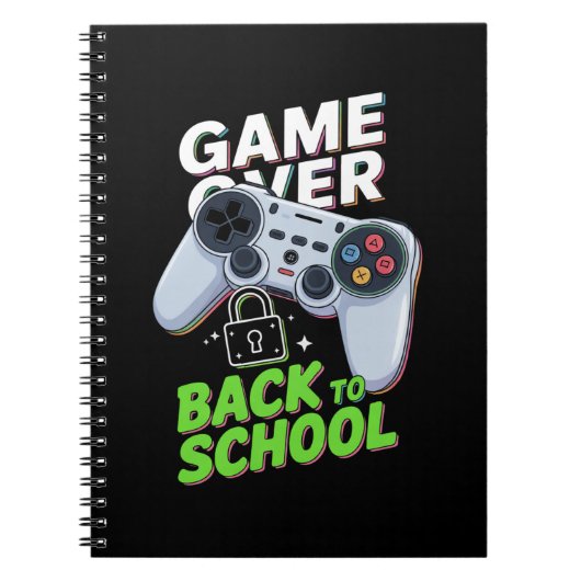 Game Over Terug naar school Grappige eerste school Notitieboek (Voorkant)