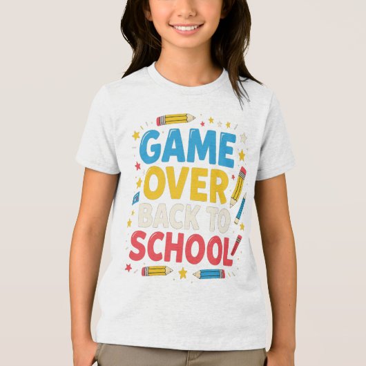 Game Over Terug naar School Grappige Leraar Studen Tri-Blend Shirt (Voorkant)
