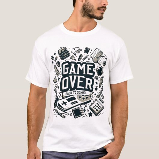 Game Over, terug naar school T-shirt (Voorkant)