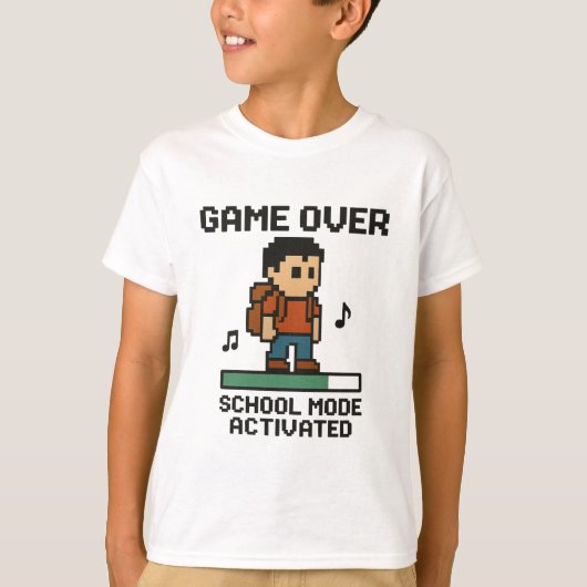 Game Over - Terug naar school T-shirt (Voorkant)