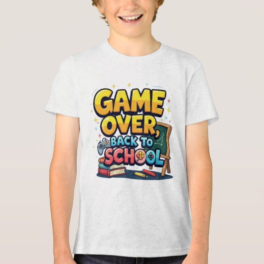 Game Over Terug naar school T-shirt | Funny Gamer  (Voorkant)