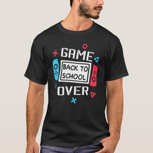 Game over terug naar school Video Game Controller  T-shirt (Voorkant)
