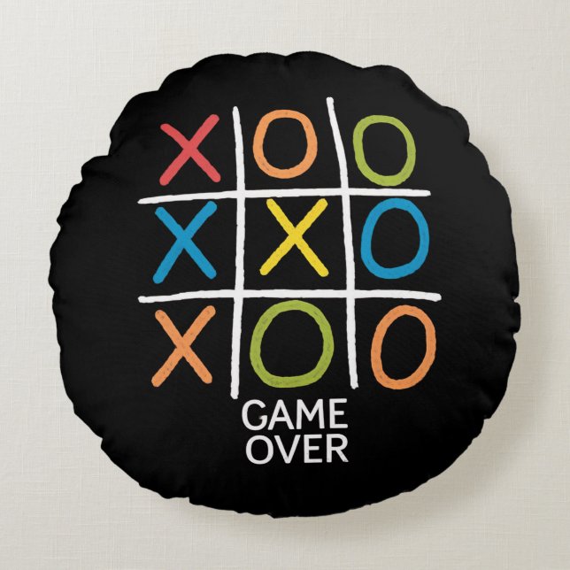 Game Over Tic-Tac-Toe Rond Kussen (Voorkant)