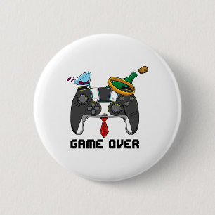 Game Over Trouw Verloving Feest Bruidegom Valentij Ronde Button 5,7 Cm