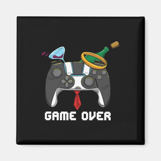 Game Over Trouwen Bachelor Party Groom Valentijns Magneet (Voorkant)