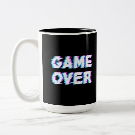 Game over tweekleurige koffiemok (Links)