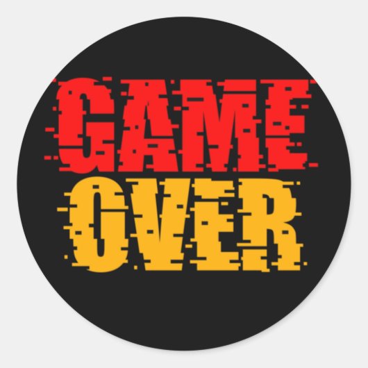 Game Over Typografie Design Ronde Sticker (Voorkant)