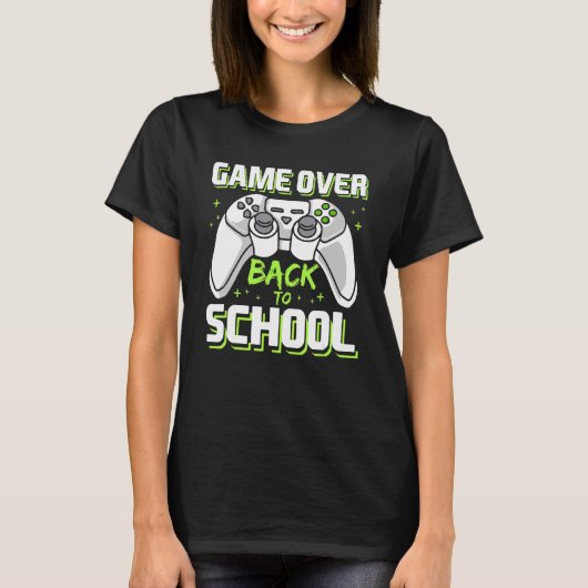 Game over videogame Controller Gamer terug naar Sc T-shirt (Voorkant)