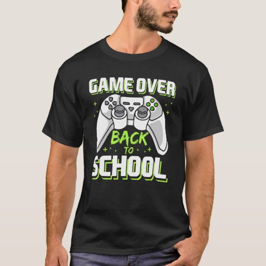 Game over videogame Controller Gamer terug naar Sc T-shirt (Voorkant)
