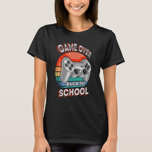 Game over videogame Gamer Controller terug naar Sc T-shirt (Voorkant)