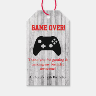 Game Over... Videospel Dank u Favor Tag Cadeaulabel