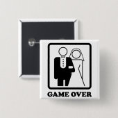 Game over vierkante button 5,1 cm (Voorkant /achterkant)
