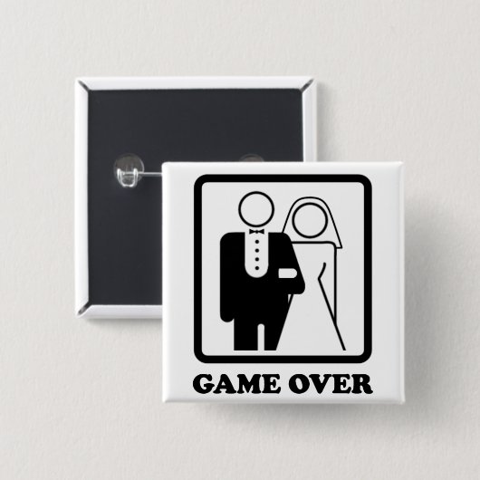 Game over vierkante button 5,1 cm (Voorkant /achterkant)