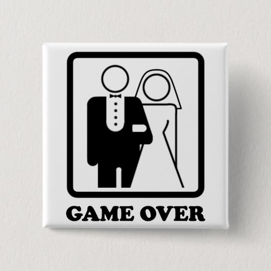 Game over vierkante button 5,1 cm (Voorkant)