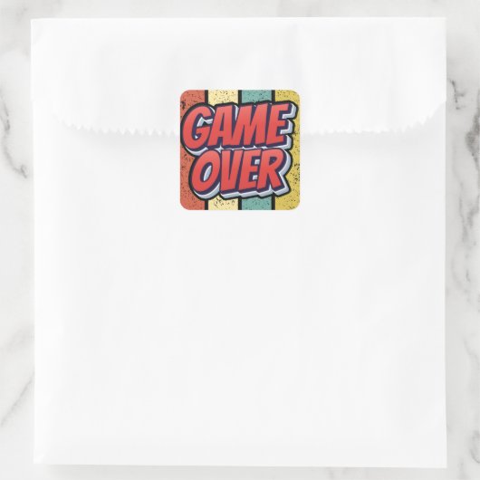 Game over. vierkante sticker (Tas)