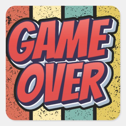 Game over. vierkante sticker (Voorkant)