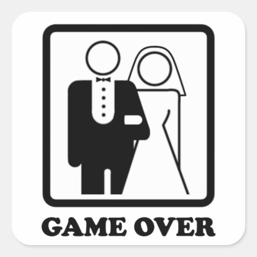 Game over vierkante sticker (Voorkant)