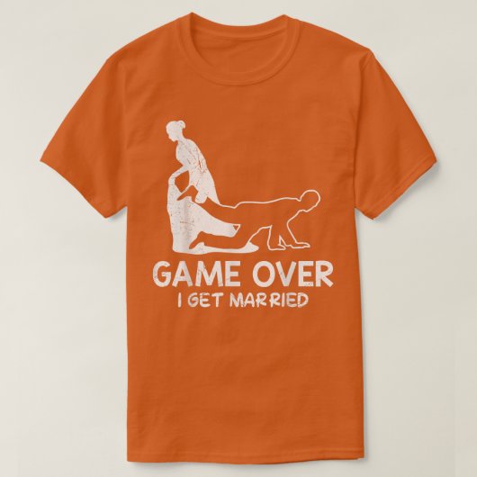Game over vrijgezellenfeest bruid en bruidegom tro t-shirt (Design voorkant)