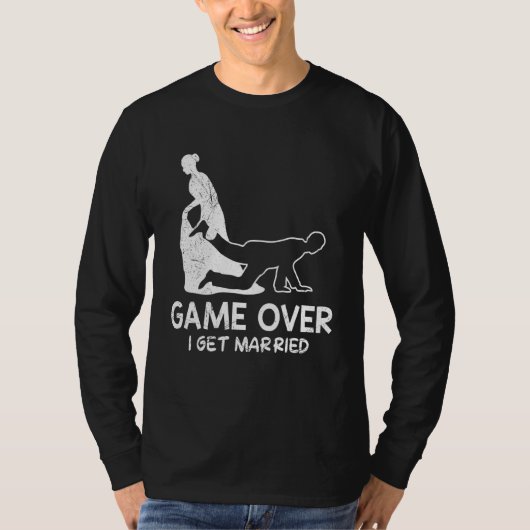 Game over vrijgezellenfeest bruid en bruidegom tro t-shirt (Voorkant)