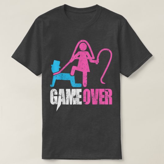 Game Over Wedding Bride and Groom Bachelor Party T-shirt (Design voorkant)