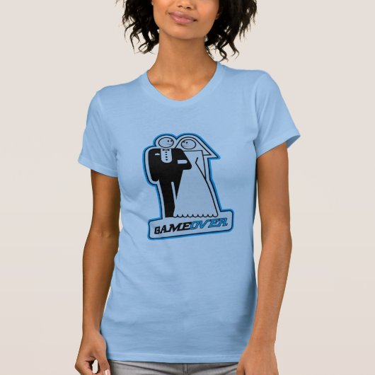 Game Over Wedding Bride & Groom T-shirt (blauw) (Voorkant)
