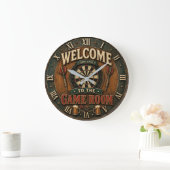 Game Room Dartboard Rustic Pub Bar Decor Grote Klok (Huis)