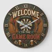 Game Room Dartboard Rustic Pub Bar Decor  Grote Klok (Voorkant)