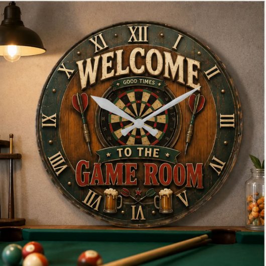 Game Room Dartboard Rustic Pub Bar Decor  Grote Klok