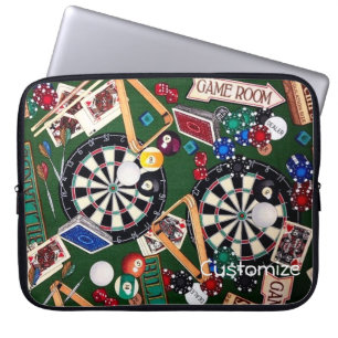 Game Room Darts Billiards Kaarten laptophoes Laptop Sleeve