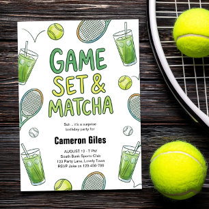 Game Set en Matcha Tennis Verrassingsverjaardag Kaart