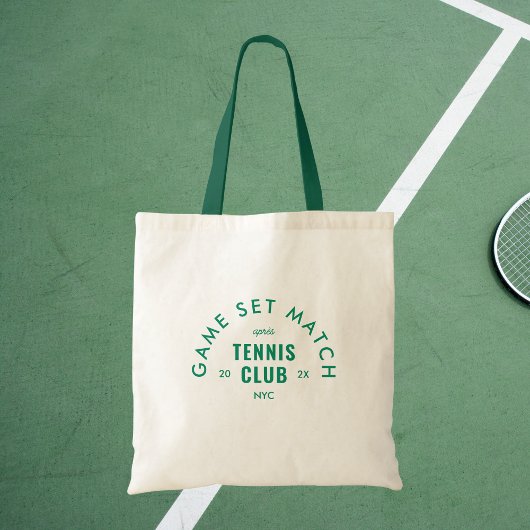Game Set Match Après Tennis Club Green Handle Tote Bag
