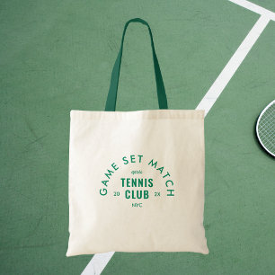 Game Set Match Après Tennis Club Groene Handvat Tote Bag