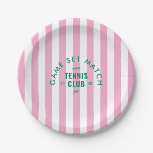Game Set Match Après Tennis Club Roze Streep Rond Papieren Bordje